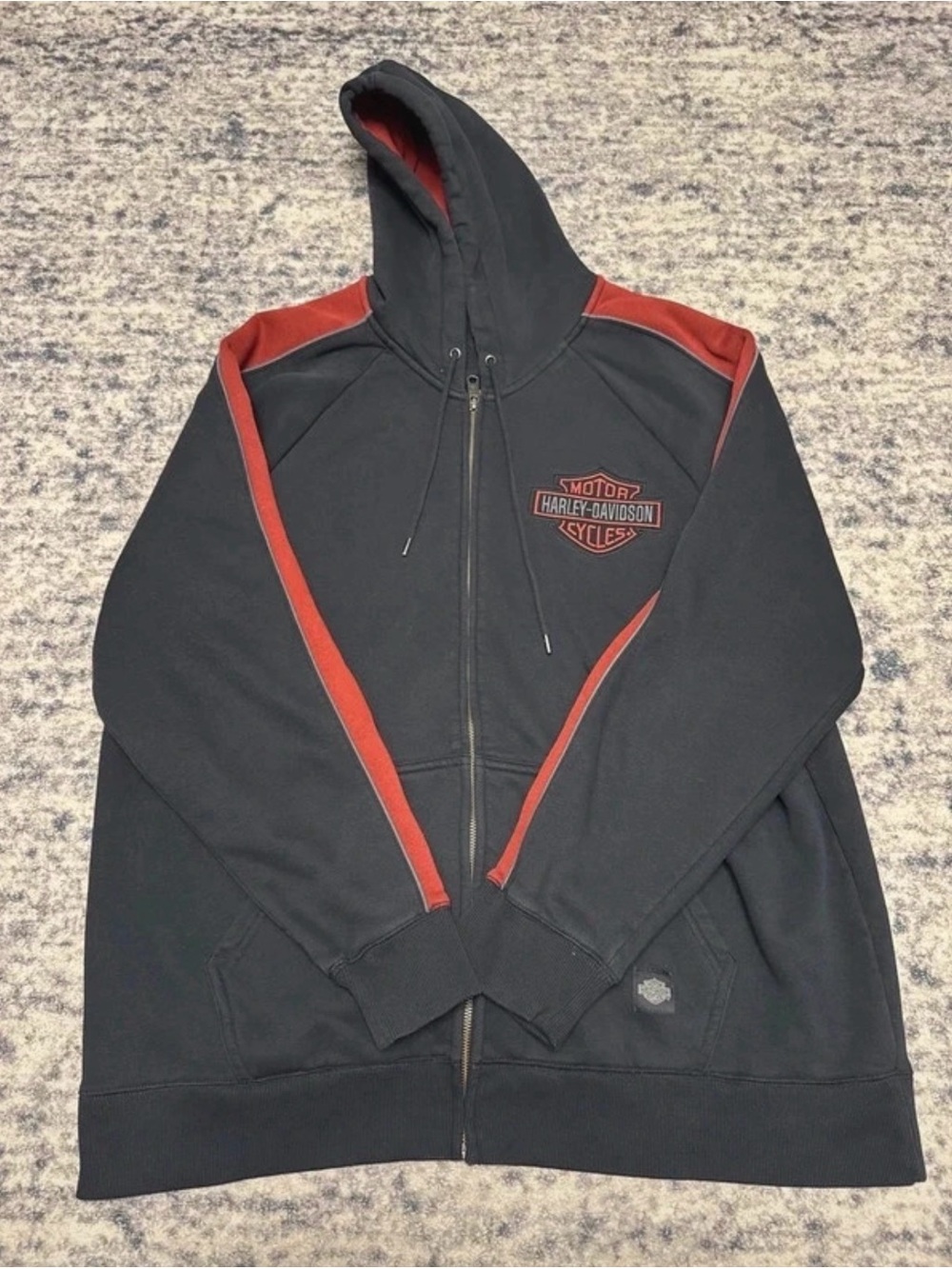 Harley-Davidson Black Hoodie with Red Trim Zip Sweater